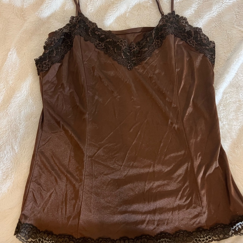 Elegant Brown Lace Trim Cami Top by Victoria’s Secret